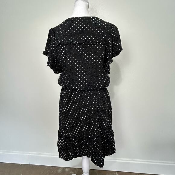 Gap Heart Ruffle Dress Small Tall Womens Hearts Black White Tie Wais Tiered - Picture 8 of 16